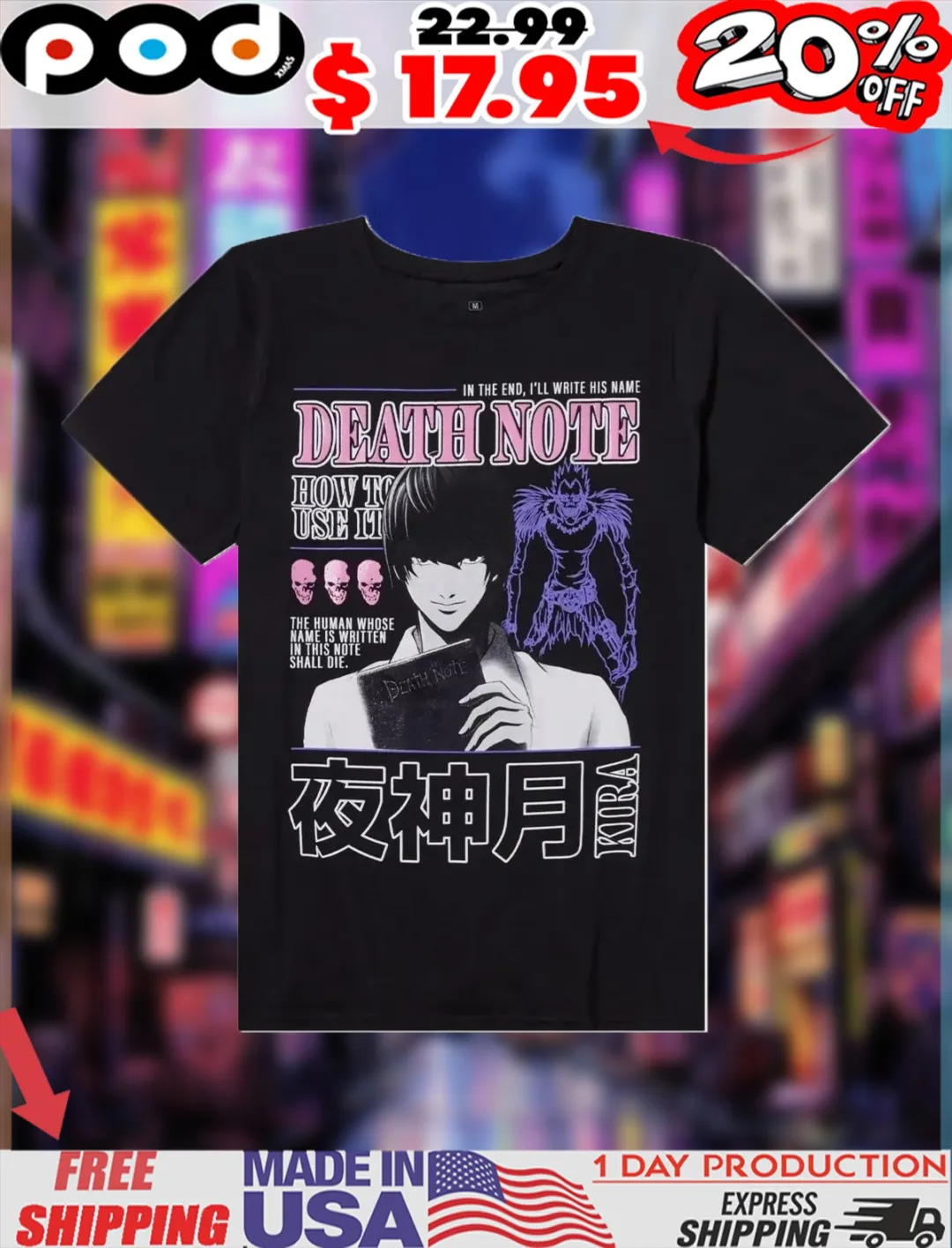 Death Note Light Kira Magazine In The End I'll Write His Name Death Note How To Use It The Human Whose Name Is Written In This Note Shall Die Death Note Shirt Death Note Light Kira Magazine In The End I'll Write His Name Death Note How To Use It The Human Whose Name Is Written In This Note Shall Die Death Note Shirt