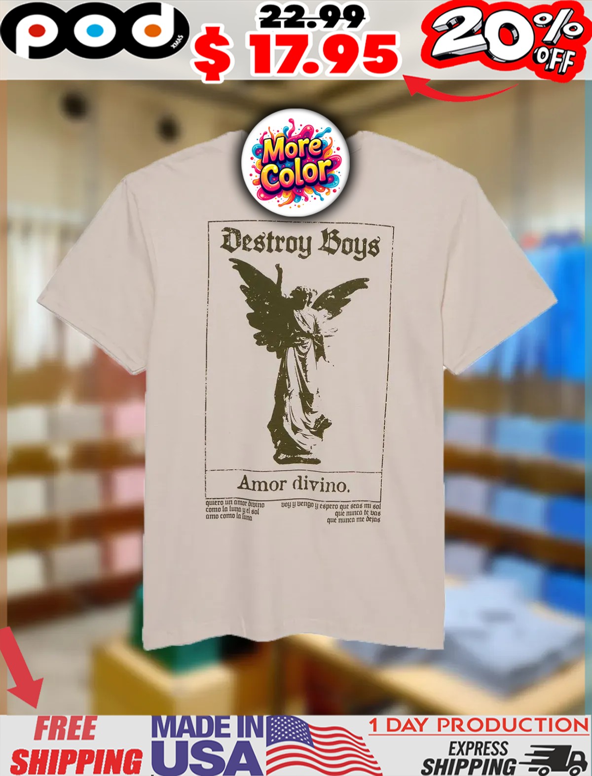 Destroy Boys Amor Divino Girls Vintage Shirt