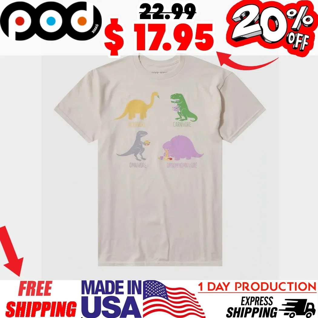 Dinosaur Eating Habits Herbivore Carnivore Omnivore Omnomnomnivore Kid Shirt