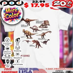 Dinosaur species educational illustration shirt