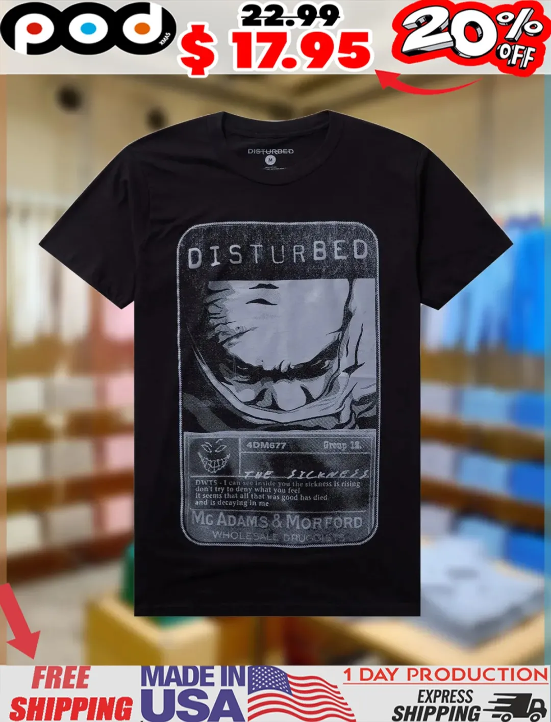 Disturbed The Sickness Lady Gaga’s Mayhem Vintage Shirt