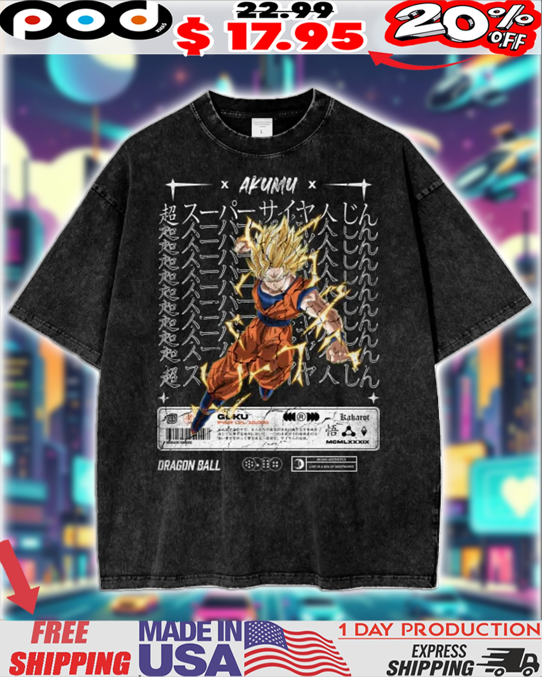 Dragon Ball 'Goku Super Saiyan 2' Vintage Anime Shirt Dragon Ball 'Goku Super Saiyan 2' Vintage Anime Shirt