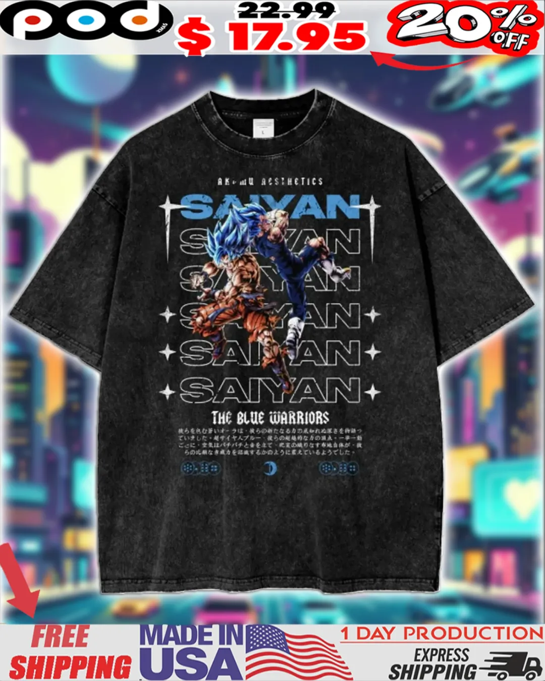 Dragon Ball 'The Blue Warriors' Goku & Vegeta Super Saiyan Blue Streetwear Shirt