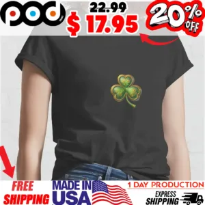 Elegant Golden Shamrock Lucky Charm St Patrick’s Day Shirt