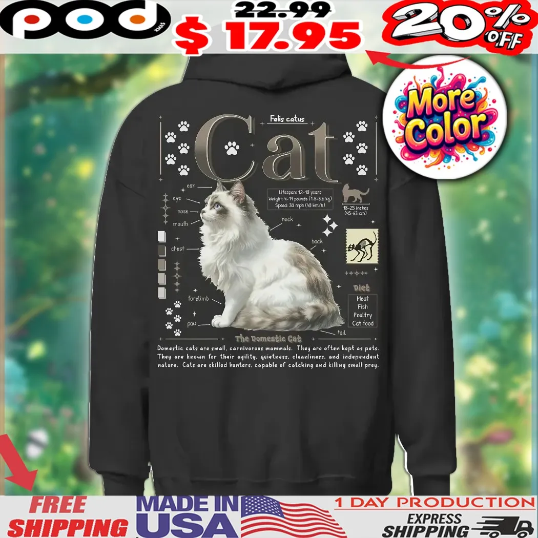 Felis Catus Cat Anatomy Animal Knowledge Cat Biology Novelty Graphic Shirt
