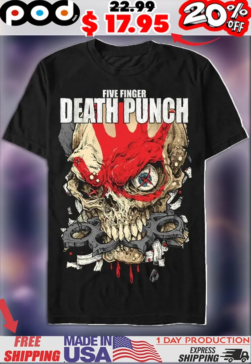 Five Finger Death Punch Knucklehead Kopia Exploded Horror Skull Shirt
