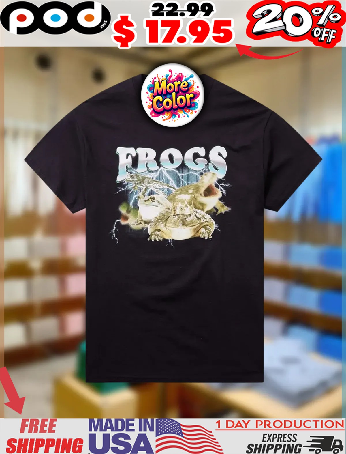 Frogs Collage Vintage bootleg Style Shirt