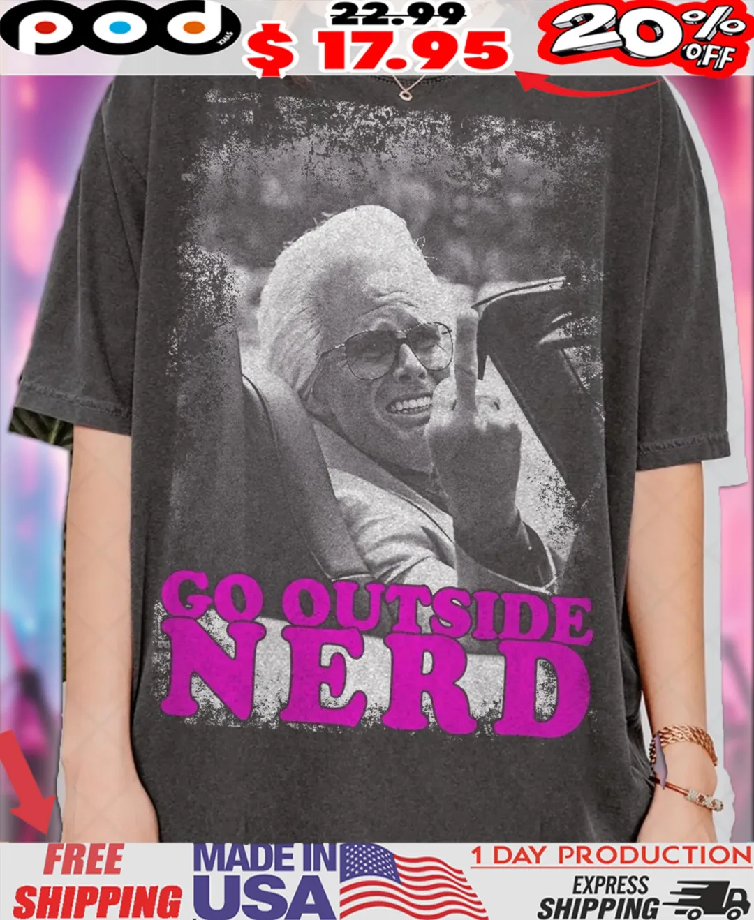 Go outside nerd Baby Billy Flips Off Meme Middle Finger Vintage Shirt