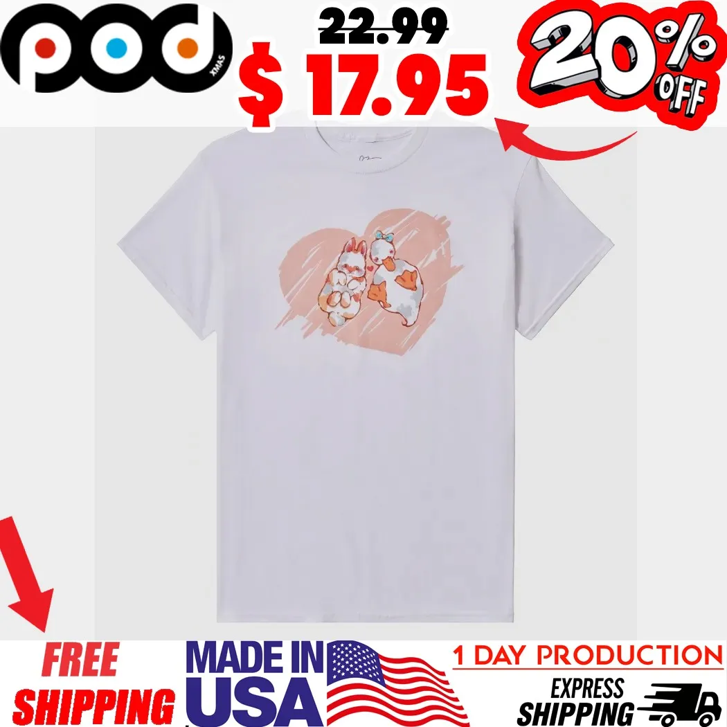 Goose and Bunny lying Heart Shirt