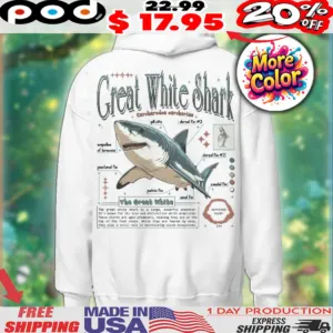 Great White Shark Carcharodon carcharias Anatomy Animal Knowledge Marine Biology Novelty Graphic Shirt
