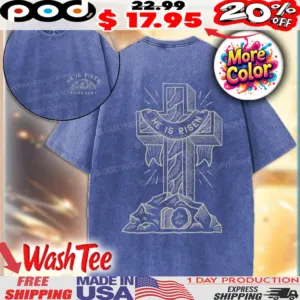 He Is Risen Luke 24 6 Easter & Faith Cross and Empty Tomb Christian Easter Shirt