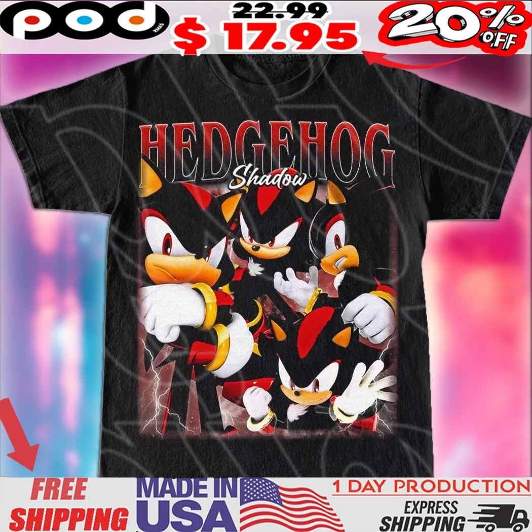 Hedgehog Shadow Sonic Art Vintage Bootleg Style Shirt