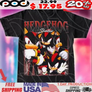 Hedgehog Shadow Sonic Art Vintage Bootleg Style Shirt
