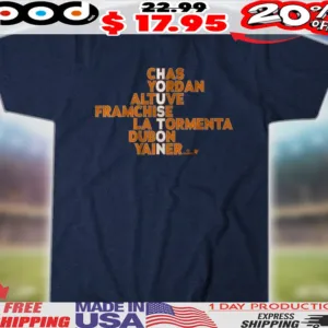 Houston Astros Baseball Names Chas Yordan Altuve Framchise La Tormenta Dubon Yainer 2025 Shirt
