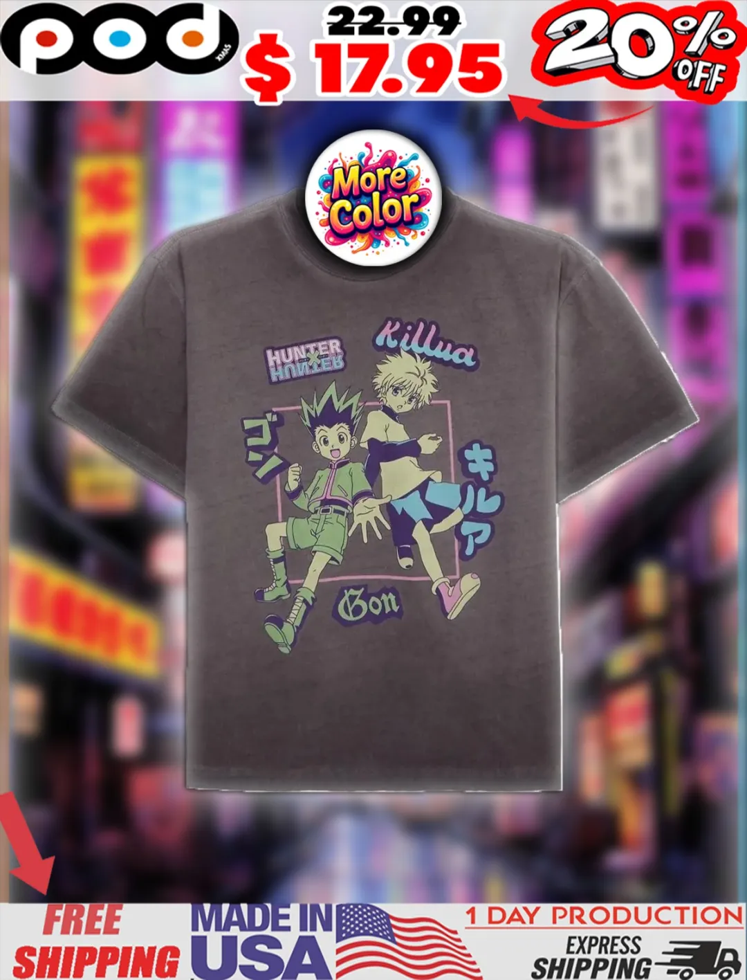 Hunter X Hunter Gon x Killua Tonal Bon Anime Shirt
