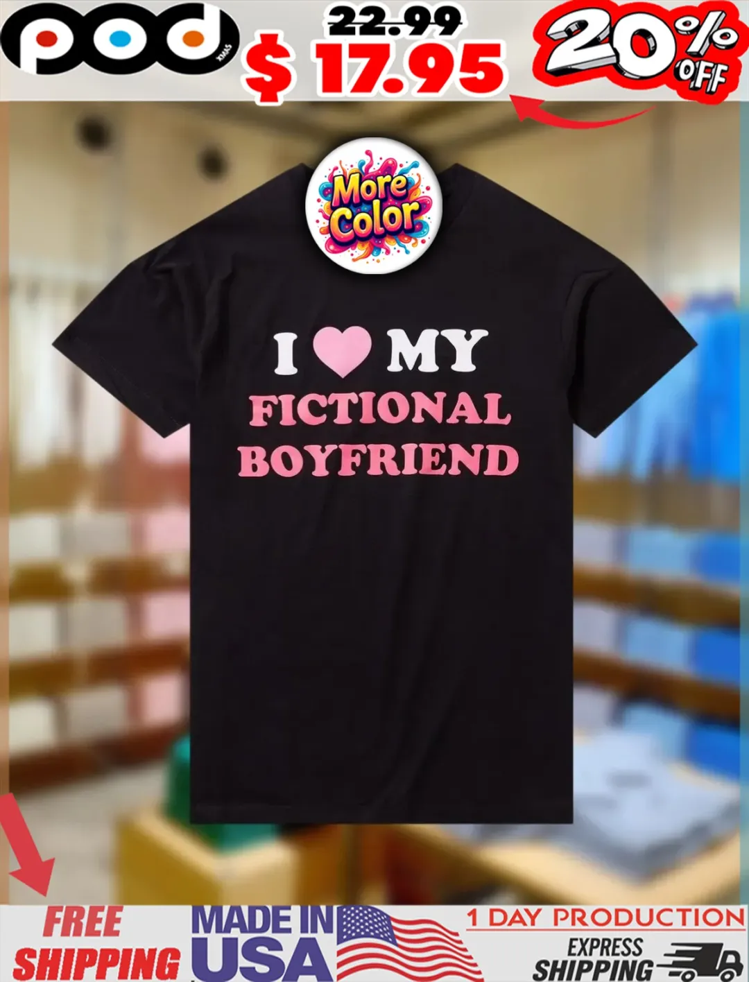 I Heart My Fictional Boyfriend Heart Shirt
