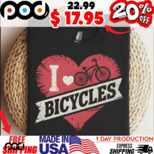 I love Bicycles Big Red Heart Shirt