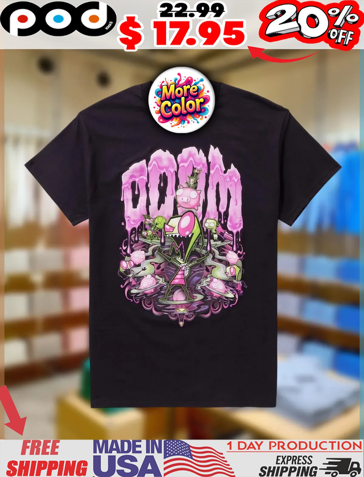 Invader Zim Doom GIR Pig Shirt