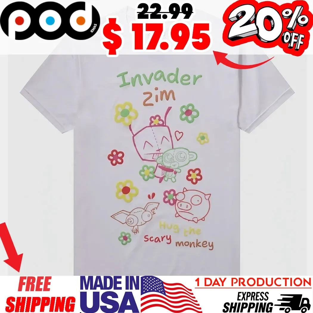 Invader Zim Hug the Scary monkey GIR Animal Friends Puff Prince Girls Shirt