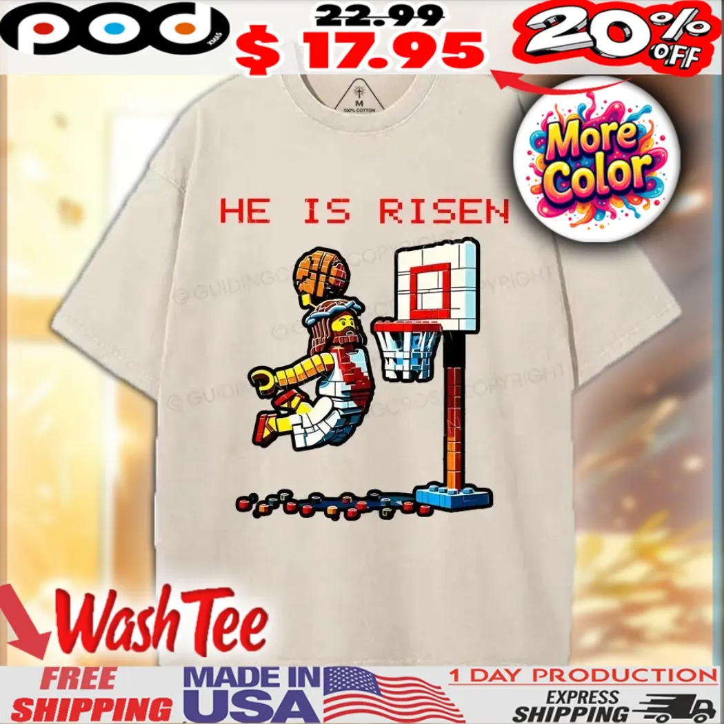 Jesus Christ Basketball Pixel Style He Is Risen Christian Shirt