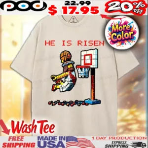 Jesus Christ Basketball Pixel Style He Is Risen Christian Shirt