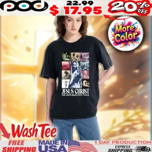 Jesus Christ The Resurrection Tour Christian Faith Vintage Bootleg Style Washed Shirt