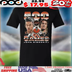 John Gibson Anaheim Ducks Hockey 500th Game Shirt