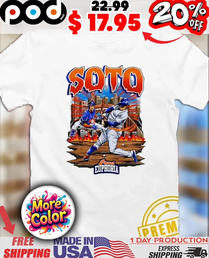 Juan Soto New York Mets Planet euphoria Football flames comic shirt