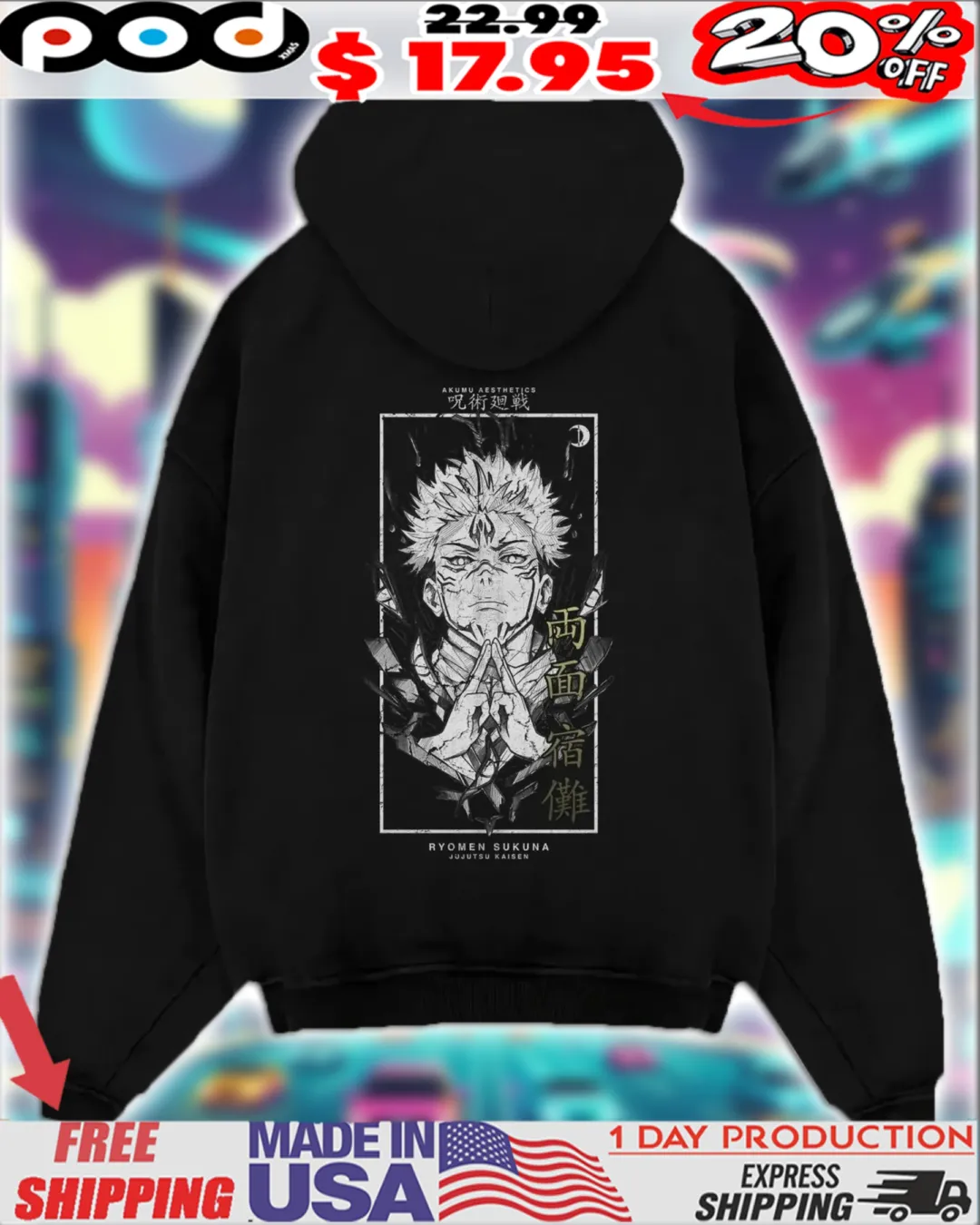 Jujutsu Kaisen 'Sukuna' Ryomen Sukuna Dark Anime Streetwear Shirt