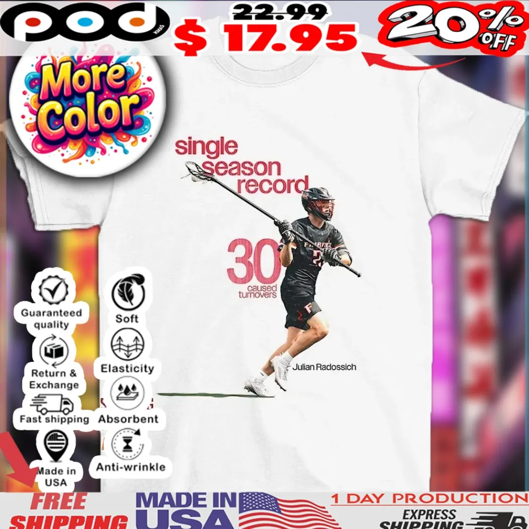 Julian Radossich single season record 30 caused turnovers shirt