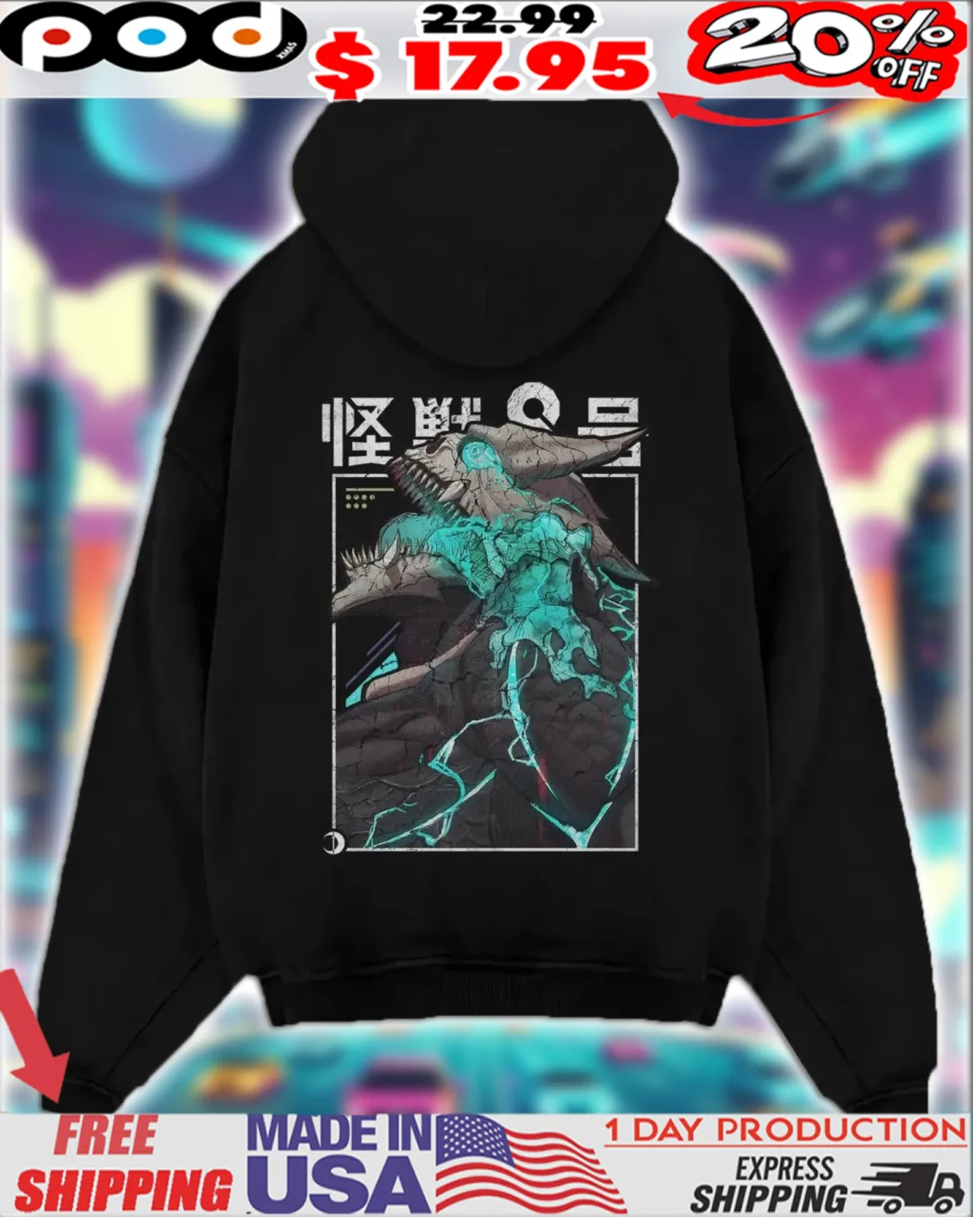 Kaiju No 8 'No 8' Monster Dark Anime Streetwear Shirt