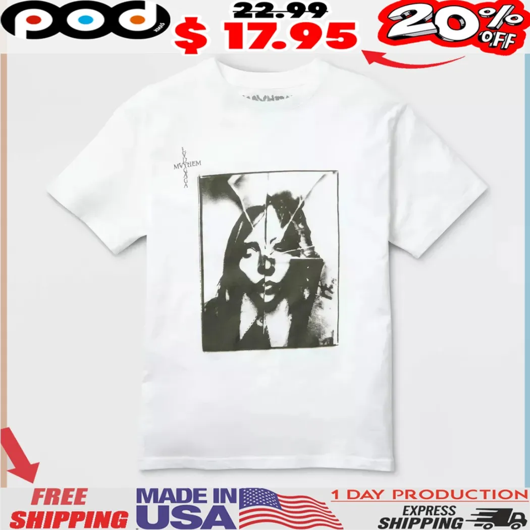 Lady Gaga MAYHEM Broken Face Black and White Graphic Edgy Streetwear Shirt