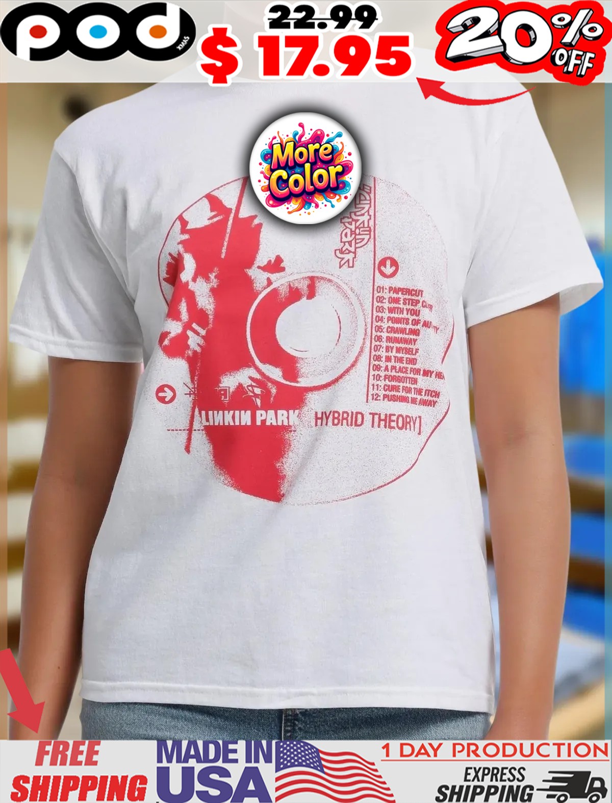 Linkin Park Hybrid Theory CD Shrunken Vintage Design Shirt