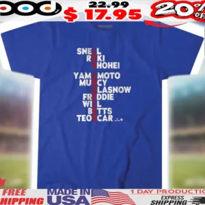 Los Angeles Dodgers Baseball Names Snell Roki Shohei Yamamoto Muncy Glasnow Freddie Will Betts Teoscar 2025 Shirt