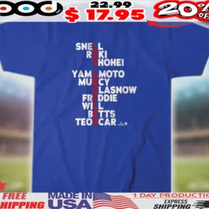 Los Angeles Dodgers Baseball Names Snell Roki Shohei Yamamoto Muncy Glasnow Freddie Will Betts Teoscar 2025 Shirt