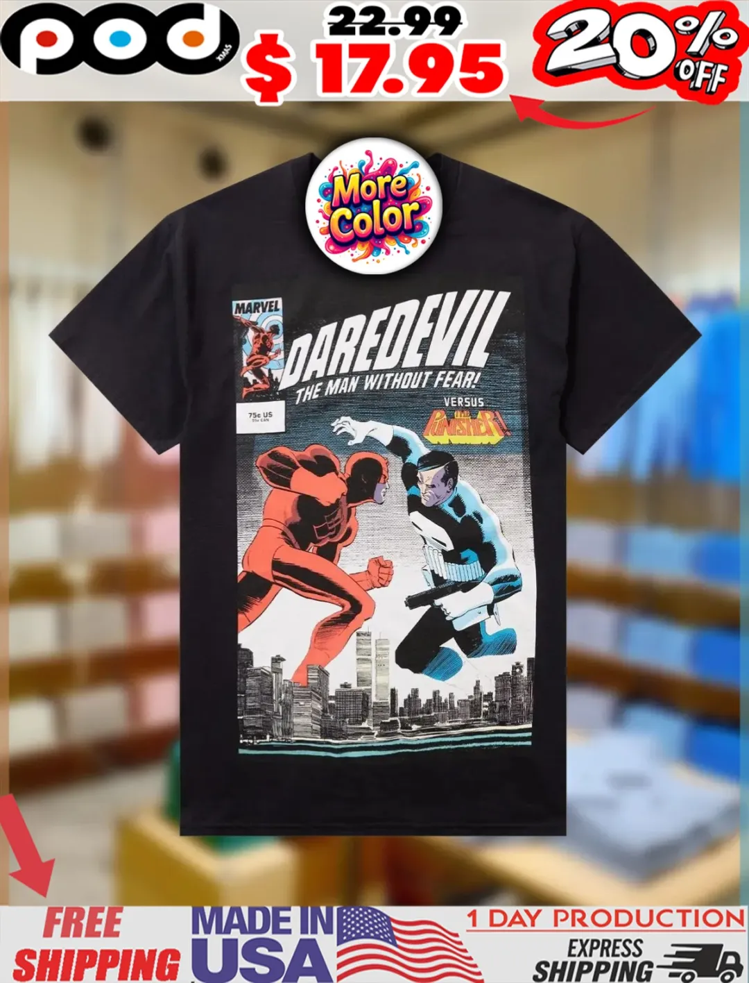 Marvel Daredevil Vs The Punisher Comic Book Super Hero shirt