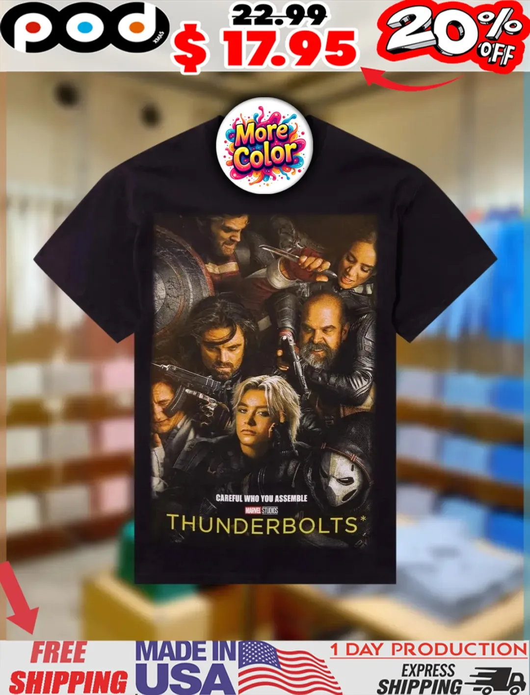 Marvel Thunderbolts careful who you assemble poster 2025 shirt