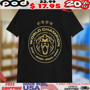 Max Verstappen 4 Time World Champion 2024 Star Shirt