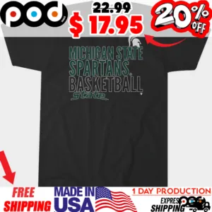 Michigan State Spartans Basketball State Text Logo Overlay MSU Shirt
