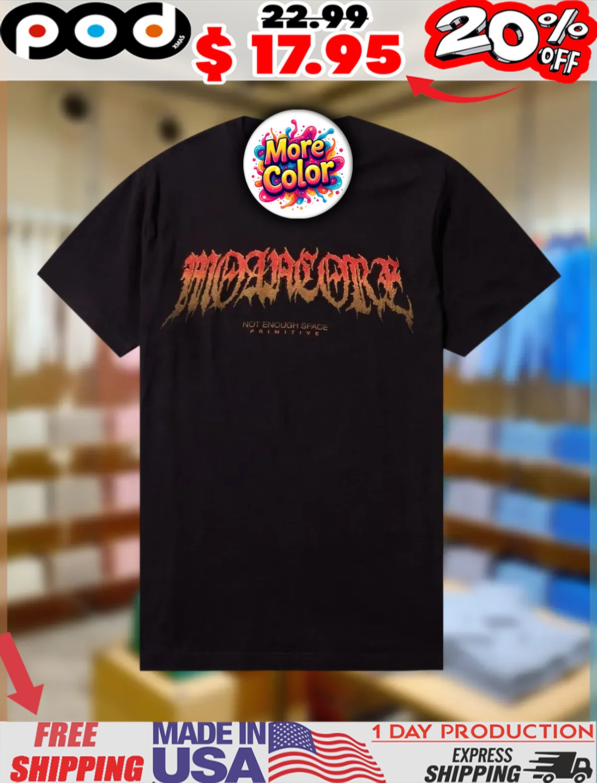 Not Enough Space Moancore gothic metal font design shirt
