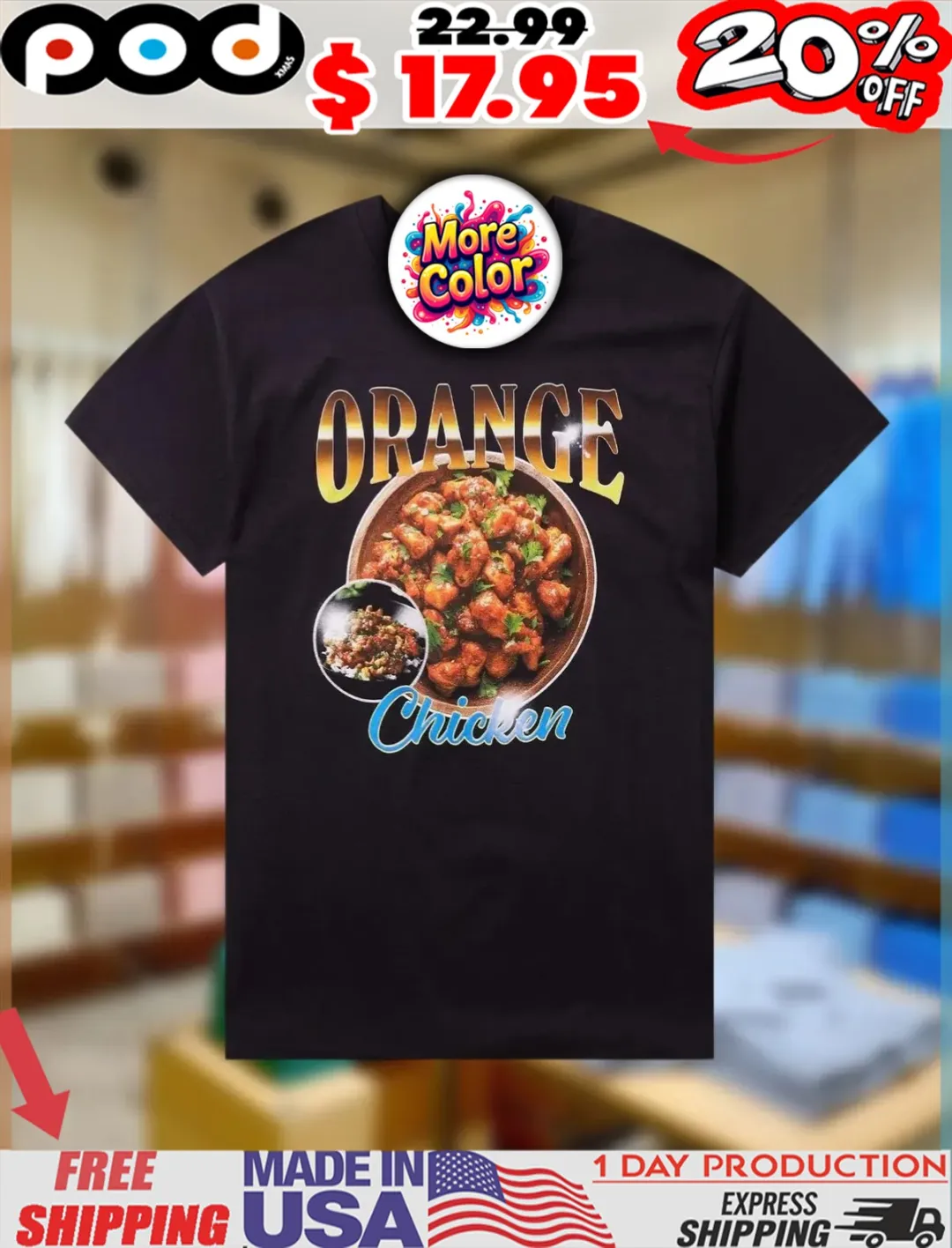 Orange Chicken Food Shirt