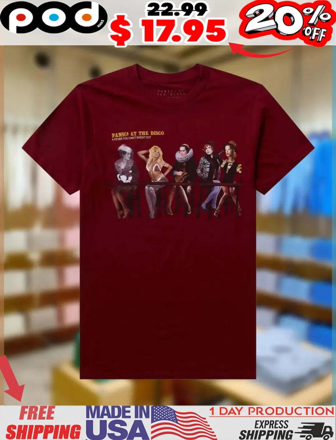 Panic at the disco fever can’t sweat out boyfriend fit girls shirt