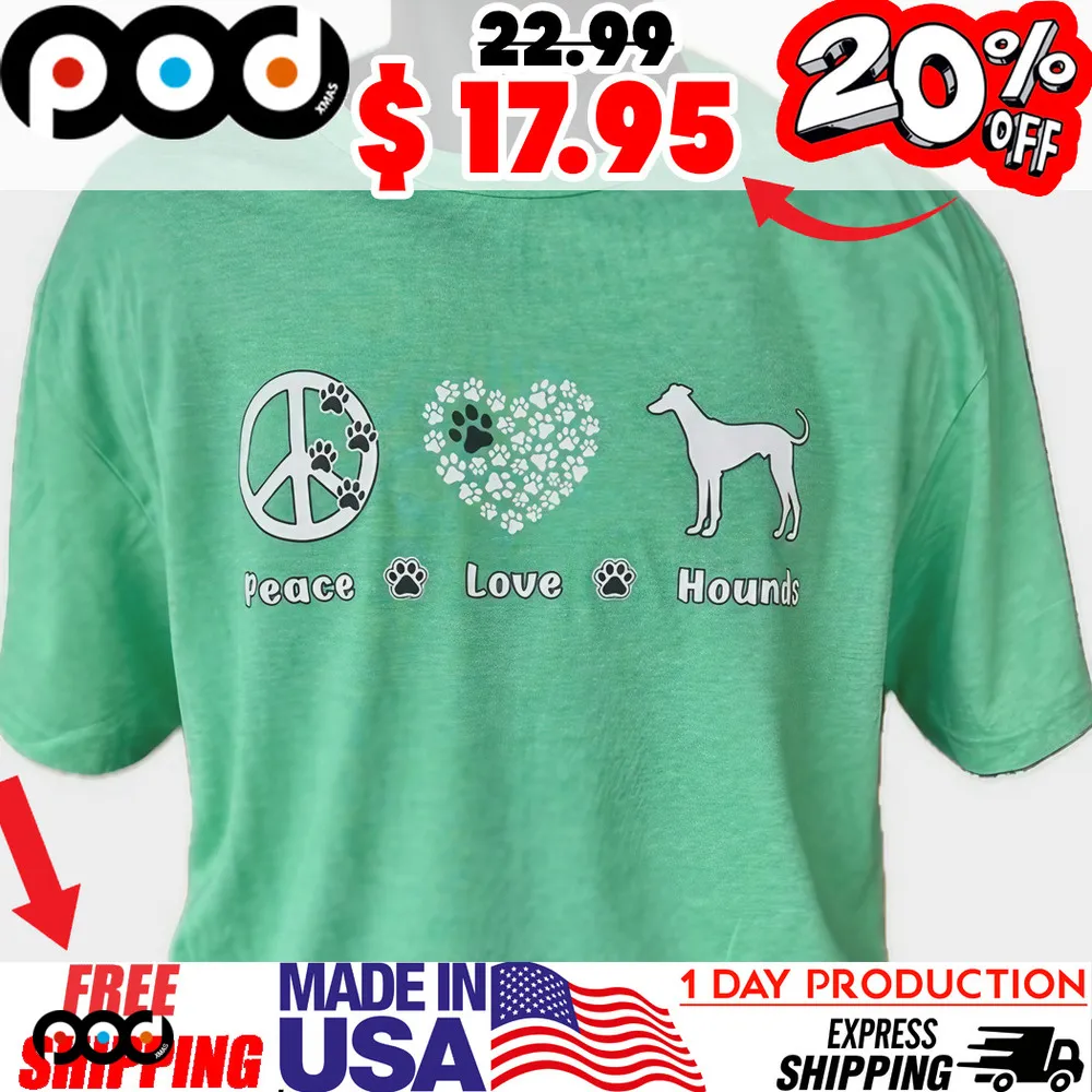 Peace Love Grey Hounds St Ptrick's Day Shirt