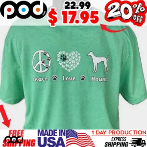 Peace Love Grey Hounds St Ptrick's Day Shirt