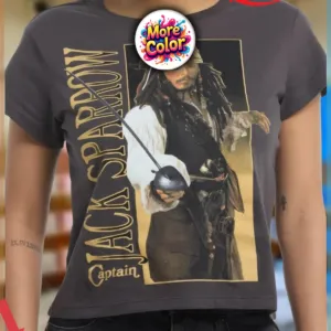 Pirates Of The Caribbean Jack Sparrow Photo Girls Skimmer Vintage Shirt