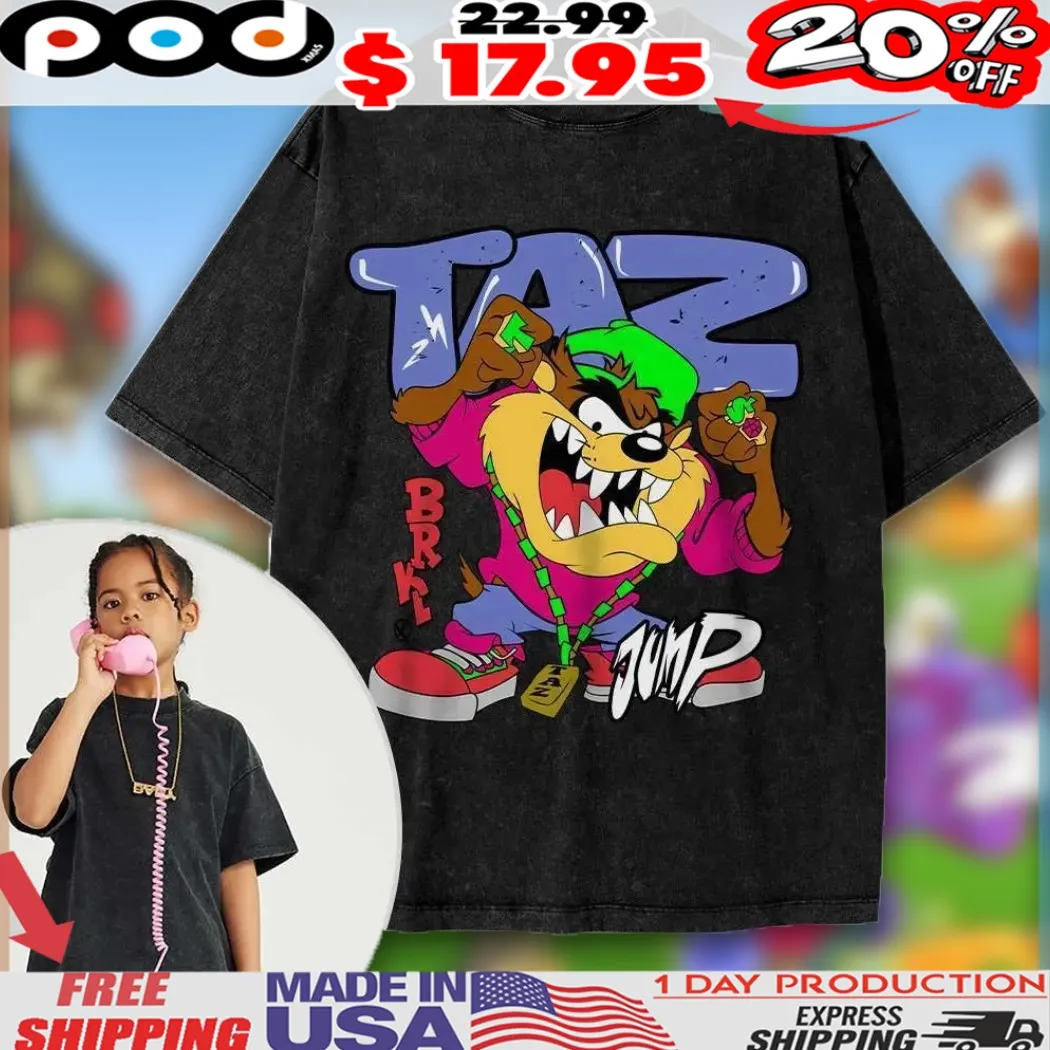 Tasmanian Devil Taz Brkl Jump Looney Tunes Cartoon For Kids Shirt
