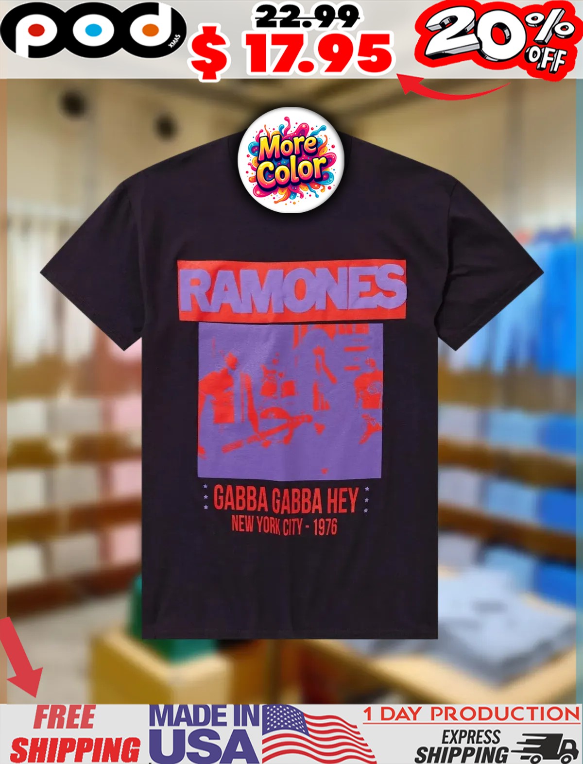 Ramones Gabba Gabba Hey New York City 1976 Shirt