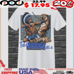 Real Biggidy With It Native Warrior Vs Tiger Graphic Shirt