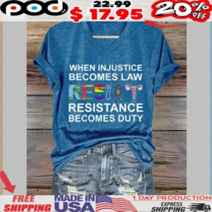 Resist When Injustice Becomes Law Resistance Becomes Duty Shirt