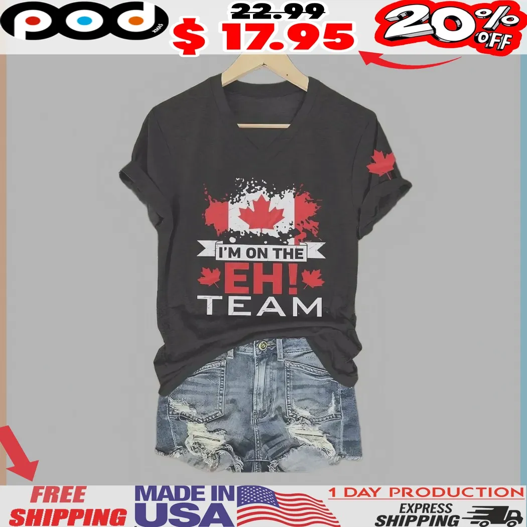 Retro I'm On The Eh Team Maple Leaf Canadian Flag Canada Day Shirt Retro I'm On The Eh Team Maple Leaf Canadian Flag Canada Day Shirt